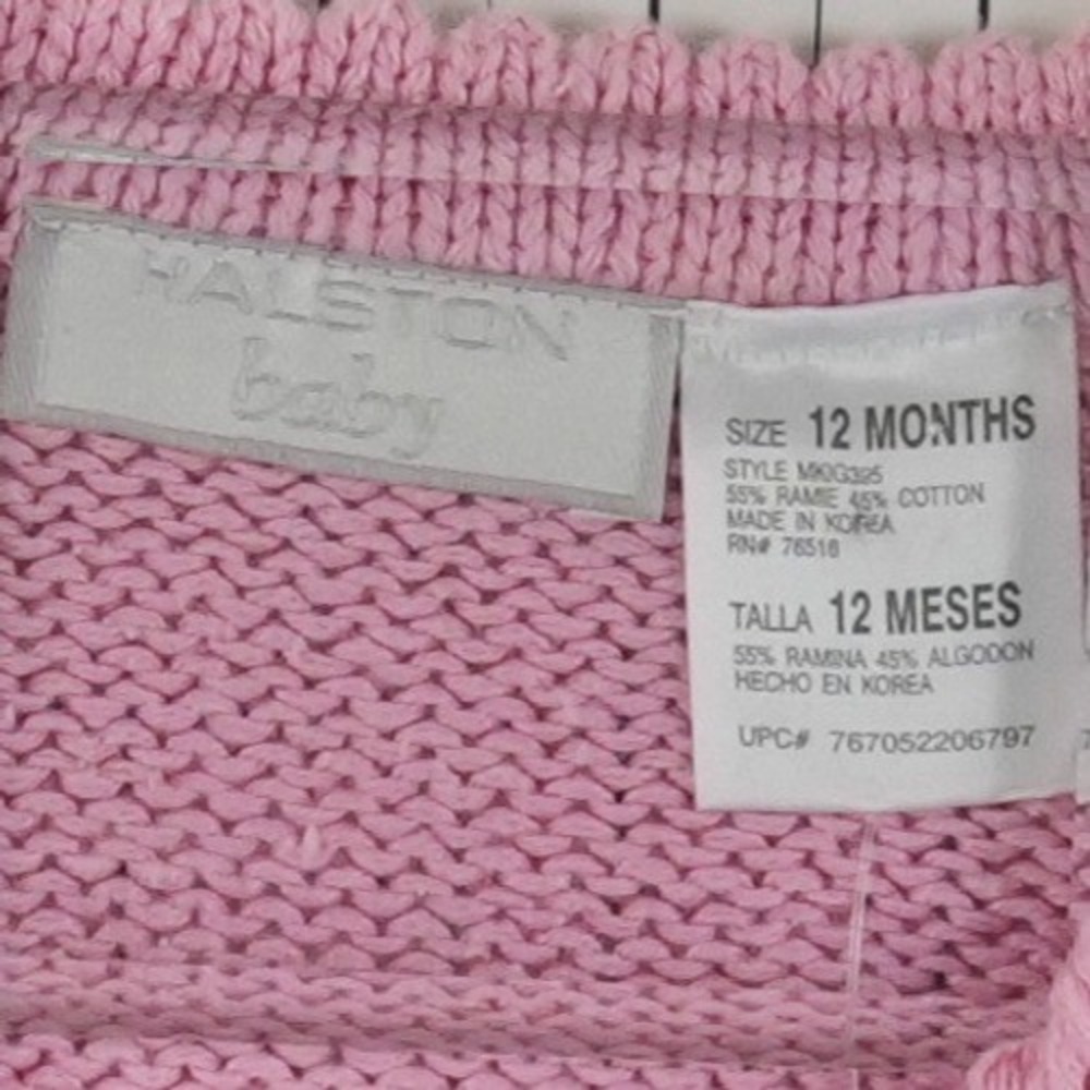 Halston Baby Cardigan Sweater Girls Size 12 Months Pink‎ Pointelle Floral Knit - Picture 3 of 4